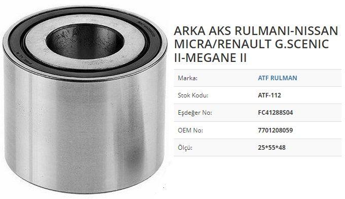 AKS RULMANI ARKA MEGANE II 7701208059