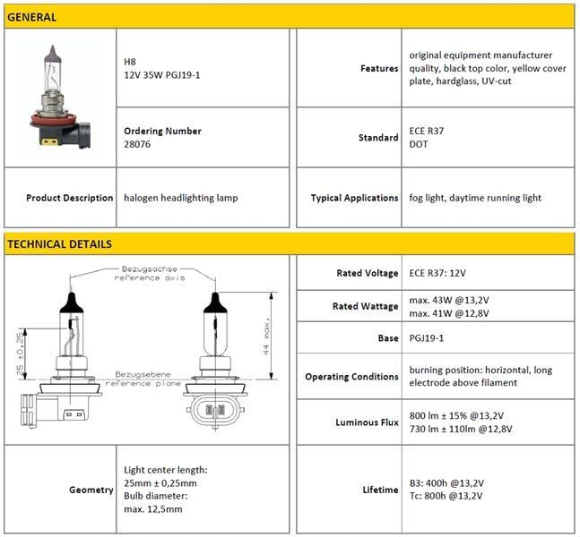 AMPÜL H8 12V 35W HALOGEN