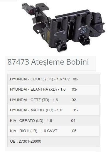 ATEŞLEME BOBİNİ ACCENT ERA 1.6 GLS 05>MATRIX CERATO 1.6 04>RIO II 1.6 16V