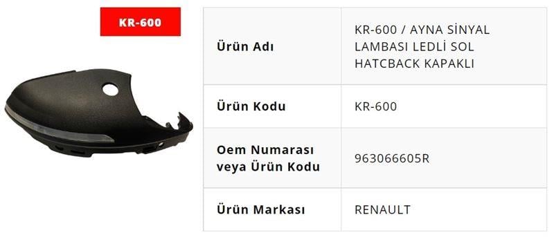 AYNA SİNYAL LAMBASI LEDLİ SOL HB KAPAKLI MEGANE 4