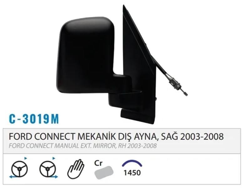 DIŞ DİKİZ AYNASI MEKANİK ÇİFT CAM SAĞ CONNECT 02-0 8 M003.3019