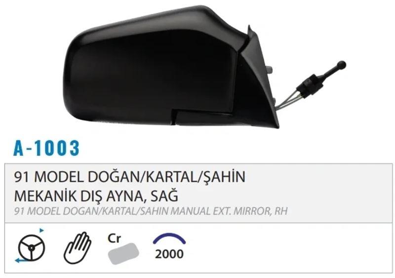 DIŞ DİKİZ AYNASI MEKANİK SAĞ METAL AYAK M131 91> M 001.1003 GOLD2025 25900012