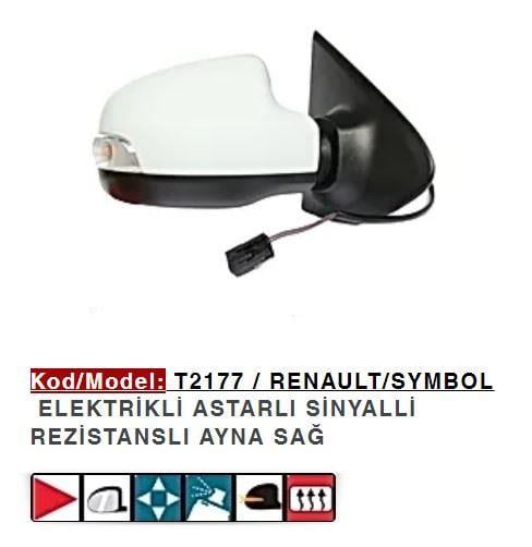 DIŞ DİKİZ AYNASI SAĞ ELEKTRİKLİ ASTARLI SYMBOL