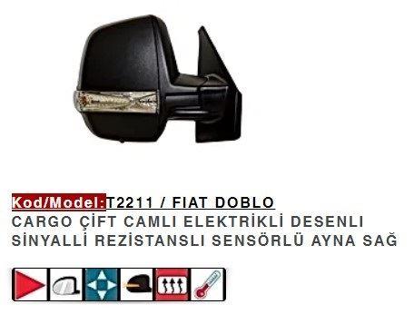 DIŞ DİKİZ AYNASI SAĞ ELEKTRİKLİ DESENLI SINYALLI DOBLO CARGO ÇIFT CAMLI