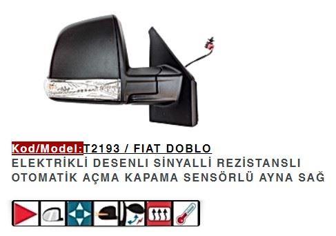 DIŞ DİKİZ AYNASI SAĞ ELEKTRİKLİ KATLANIR DESENLI SINYALLI DOBLO 11
