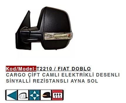 DIŞ DİKİZ AYNASI SOL ELEKTRİKLİ DESENLI SINYALLI DOBLO CARGO ÇIFT CAMLI
