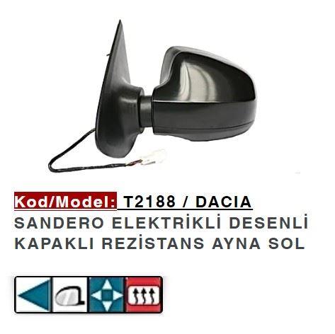DIŞ DİKİZ AYNASI SOL ELEKTRİKLİ KAPAKLI SANDERO 14>