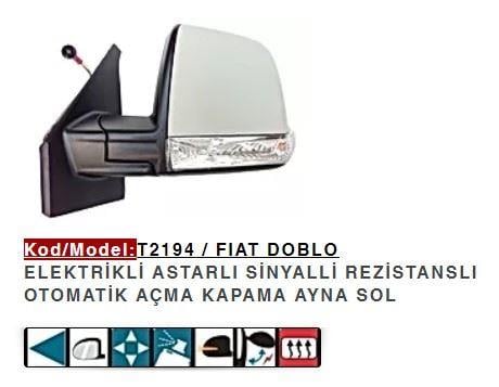 DIŞ DİKİZ AYNASI SOL ELEKTRİKLİ KATLANIR ASTARLI SINYALLI DOBLO 11