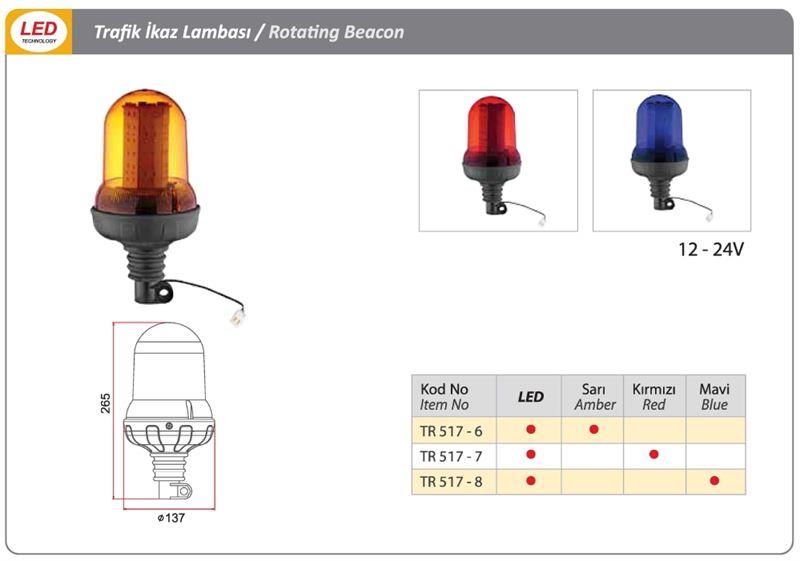 DÖNER TRAFİK İKAZ LAMBA  LED TİPİ MAVİ
