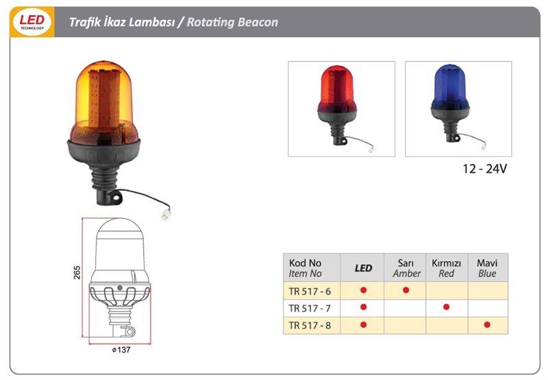 DÖNER TRAFİK İKAZ LAMBA  LED TİPİ SARI