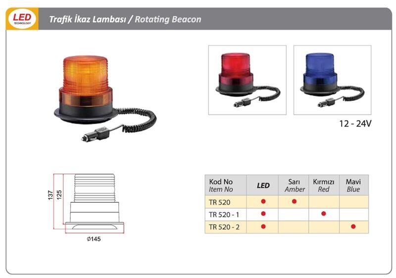 DÖNER TRAFİK İKAZ LAMBA LED TİPİ 12-24 V SARI
