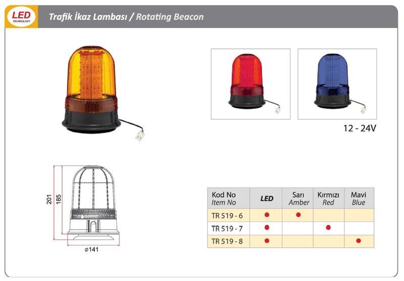 DÖNER TRAFİK İKAZ LAMBA LED TİPİ SARI