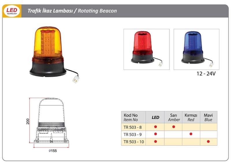 DÖNER TRAFİK İKAZ LAMBA LED TİPİ SARI