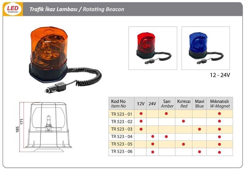 DÖNER TRAFİK İKAZ LAMBA MIKNATISLI YENİ TİP 12V H3 SARI
