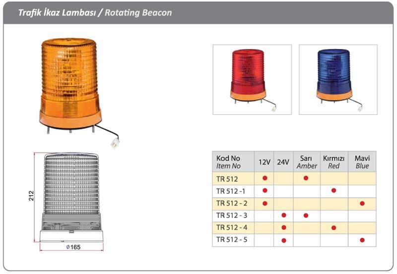 DÖNER TRAFİK İKAZ LAMBASI 12 V MAVİ