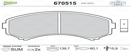 FREN BALATASI ÖN MAZDA MPV 99>02-E00> 2.0 91>04-E2200 2.2D 97>04