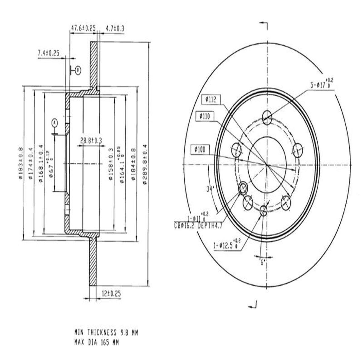 FREN DISK ARKA  290-5-(MERCEDES : S SERISI W140 1993>1998  )