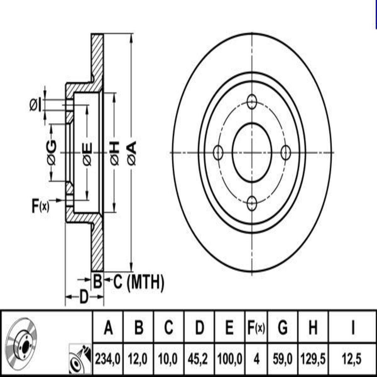 FREN DISK ON DUZ 234-4 ( NISSAN: MICRA II 92 - 02 )