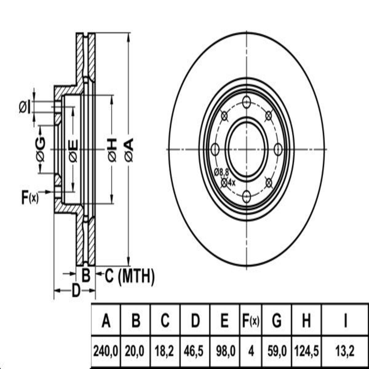 FREN DISK ON HAVA KANALLI 240-4 ( FIAT: PALIO 00 - 03 / FIAT: SIENA 97 - ) 