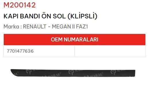 KAPI BANDI ÖN SOL KLİPSLİ MEGANE II