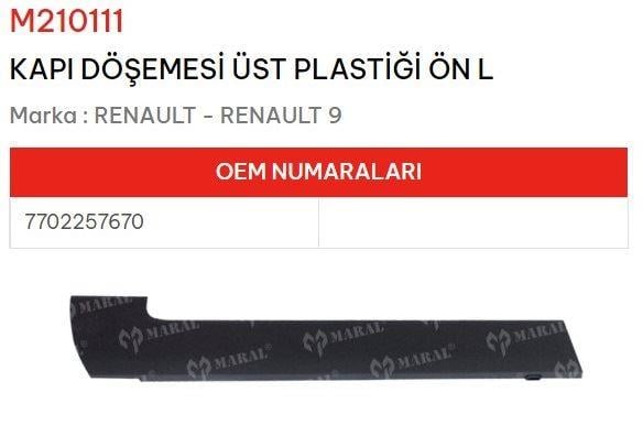 KAPI DÖSEME ÜST PLASTİĞİ ÖN SAĞ R9