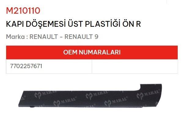 KAPI DÖSEME ÜST PLASTİĞİ ÖN SOL R9