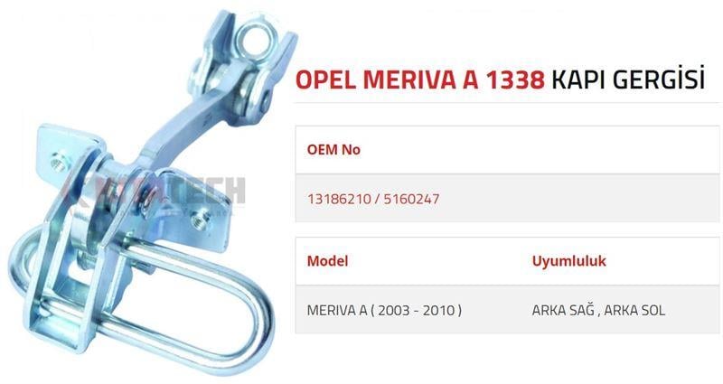 KAPI GERGİSİ MERIVA A ARKA 2003-2010