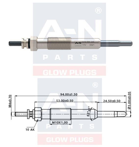 KIZDIRMA BUJİSİ ECO 11V RENAULT KANGOO-CLIO-MEGANE 1.9 D F8Q 98 -> DACIA SOLENZA 1.9 D 7700100558 GN963 0100226245 GLP009 0250202035 DP7  Y506J B094 ET1-A-N-094 245