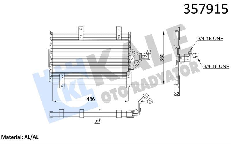 KLİMA RADYATÖRÜ ALFA ROMEO 145 146 94<99 155 93<97 1.9TD - FIAT TEMPRA TIPO 1.4/1.61.8/2.0İE 1.9TD 90<96 - LANCIA DELTA II DEDRA 1.6/1.8İE 1.9TD 2.0 16V 93<99 KURUTUCUSUZ MEKANİK 578×337×32 AL/MKNK