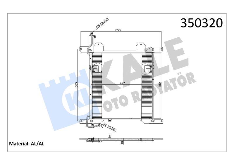 KLİMA RADYATÖRÜ DAF DAF 95XF 97<02 KURUTUCUSUZ AL/ BRZ 475×540×18