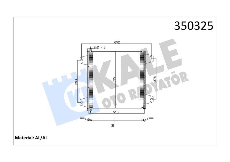 KLİMA RADYATÖRÜ DAF DAF XF105 95=> KURUTUCUSUZ AL/ BRZ 498×535×16