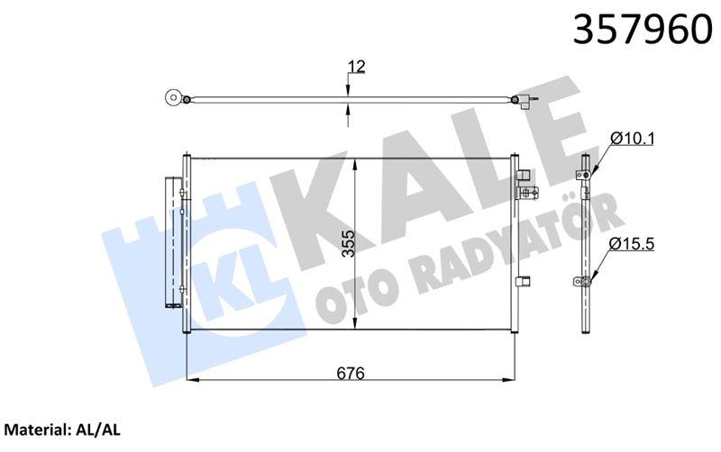 KLİMA RADYATÖRÜ FIAT 500×1.3D/1.4D/2.0D MTJ 1.4 1 .4 4×4 14=> - JEEP RENEGADE 1.4 4×4 1.6CRD 2.0CRD 4×4 14=> KURUTUCU İLE BRAZING AL/AL 660×355×12 AL/AL
