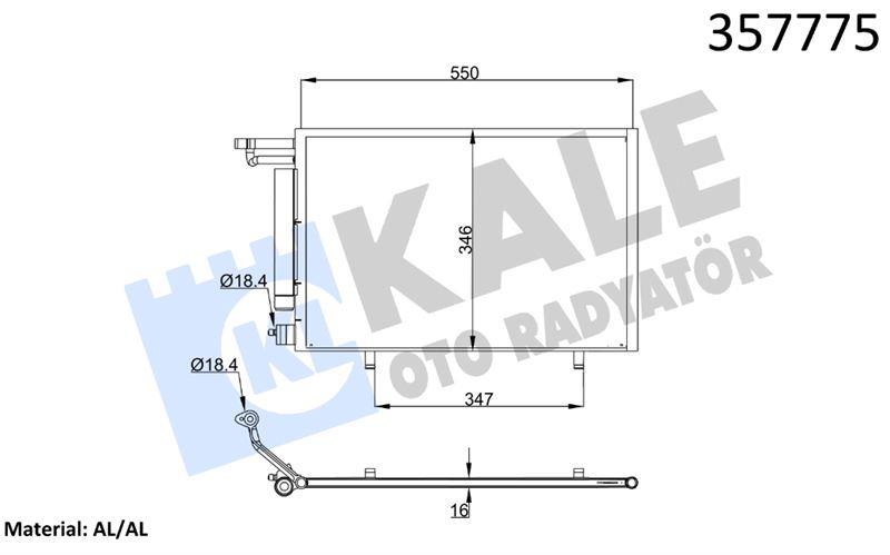 KLİMA RADYATÖRÜ FORD B-MAX 12=> FIESTA VI 08=> 1.2 5 1.4 1.5TDCI 1.6TI KURUTUCU İLE BRAZING AL/AL 530×345×16 AL/AL