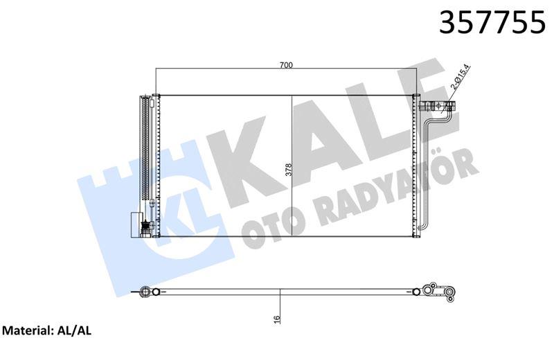 KLİMA RADYATÖRÜ FORD C-MAX GRAND C-MAX 1.6TI 10<19 FOCUS III 1.6TI/LPG 10=> KURUTUCU İLE BRAZING AL/AL 700×378×16 AL/BRZ