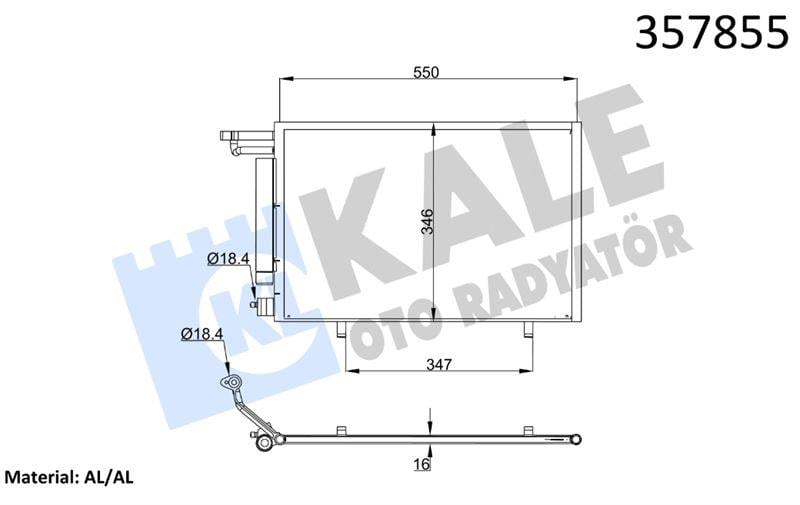 KLİMA RADYATÖRÜ FORD ECOSPORT 1.5Tİ 13=> KURUTUCU İLE BRAZING AL/AL 530×345×16 AL/AL