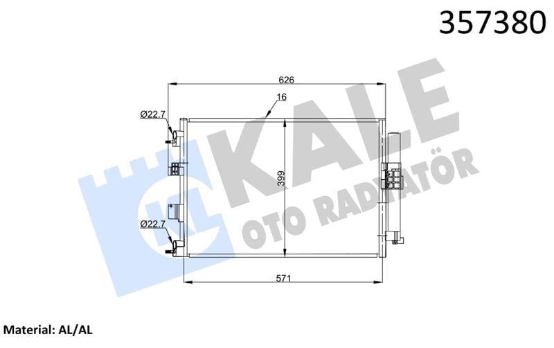 KLİMA RADYATÖRÜ FORD FOCUS III 11<15 C-MAX II GRAN D C-MAX 10=> 1.0 ECOBOOST 1.5/1.6TDCI TRANSIT CONNECT TOURNEO CONNECT 1.5/1.6TDCI 13=> KUGA II 1.5TDCI 12=> KURUTUCU İLE BRAZING AL/AL 551×399×16 AL/AL