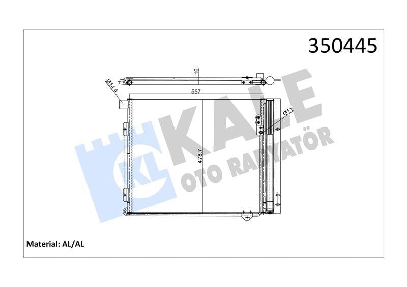 KLİMA RADYATÖRÜ MAN MAN TGL TGM 05=> KURUTUCU İLE AL/BRZ 537×478,7×16