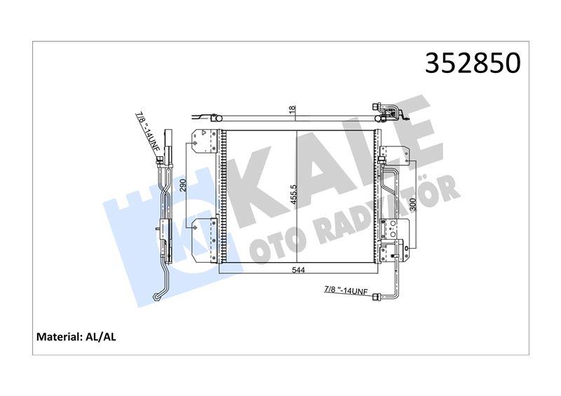 KLİMA RADYATÖRÜ MERCEDES TRUCKS MERCEDES BENZ AXOR 02<04 AXOR2 04=> KURUTUCUSUZ AL/BRZ 522×455,5×18