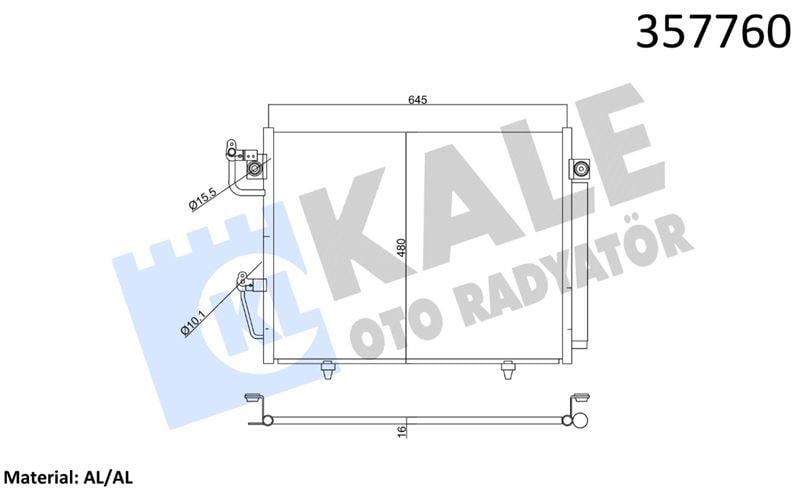 KLİMA RADYATÖRÜ MITSUBISHI PAREJO 3.0 3.2 06=> 3.8 10=> KURUTUCU İLE BRAZING AL/AL 645×480×16 AL/BRZ