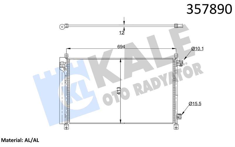 KLİMA RADYATÖRÜ NISSAN X-TRAIL 2.5 ALL MODE 2.5 4×4İ 13=> KURUTUCU İLE BRAZING AL/AL 678×413×12 AL/AL
