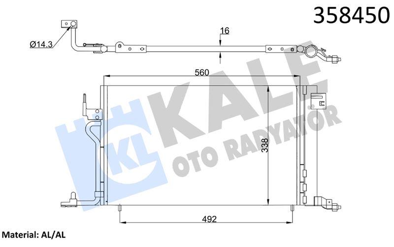 KLİMA RADYATÖRÜ PEUGEOT 306 93=> PARTNER 96=> - CI TROEN XSARA 97=> BERLİNGO 96=> 1.1I 1.4I 1.6I 1.8I 2.0 16V KURUTUCU İLE BRAZING AL/AL 540×338×16 AL/AL