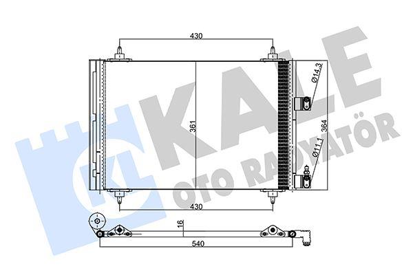 KLİMA RADYATÖRÜ PEUGEOT 307 307SW 307CC 1.4/1.6/2. 0 16V 1.4/1.6/2.0HDI 00<09 - CITROEN C4 1.6HDI 2.0 16V 04<11 C5 1.8/2.0 16V 2.0/2.2HDI 3.0 V6 01<04 KURUTUCU İLE BRAZING AL/AL 520×361X16 AL/AL