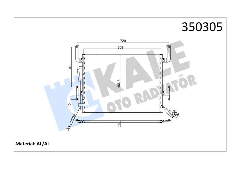 KLİMA RADYATÖRÜ RENAULT TRUCKS RENAULT TRUCKS PREM IUM 210-420 97=> KERAX 260-420 96=> KURUTUCUSUZ AL/BRZ 588×456,6×16