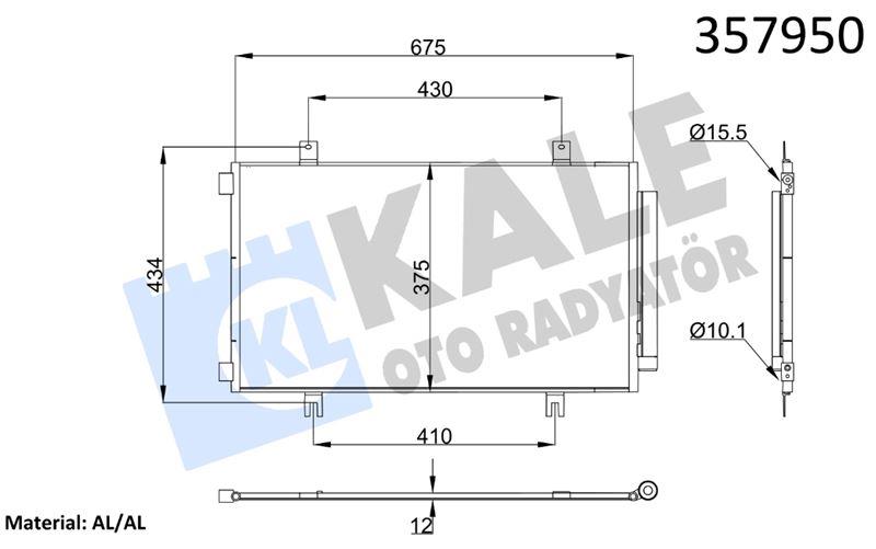 KLİMA RADYATÖRÜ SUZUKI VITARA 15=> SX4 S-CROSS 13= > 1.6 KURUTUCU İLE BRAZING AL/AL 659×374×12 AL/AL