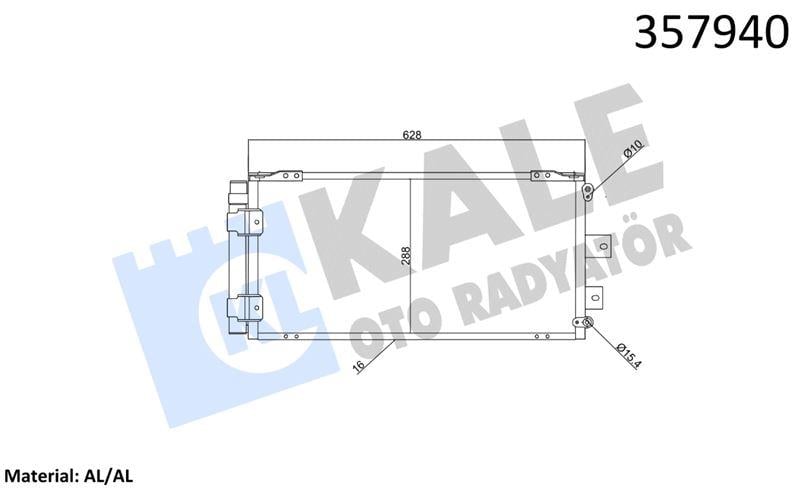 KLİMA RADYATÖRÜ TOYOTA COROLLA 1.4 1.6 1.4/1.6 16V 1.9D 97<02 KURUTUCU İLE BRAZING AL/AL 628×288×16 AL/BRZ