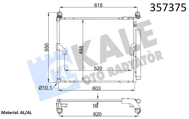 KLİMA RADYATÖRÜ TOYOTA LAND CRUISER 4.0 PRADO 09=> KURUTUCU İLE BRAZING AL/AL 583×488×16 AL/AL