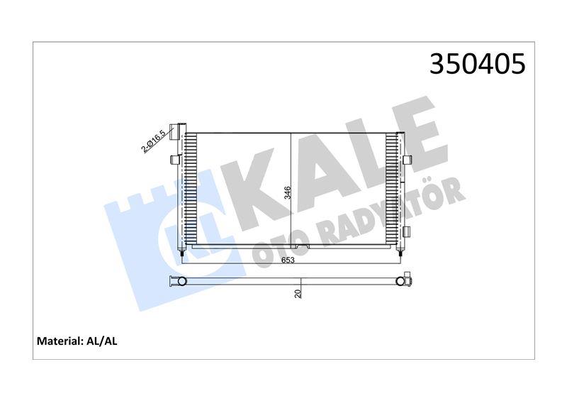KLİMA RADYATÖRÜ VOLVO TRUCKS VOLVO FM9 01=> FM10 9 9=> FM7/12 98=> KURUTUCUSUZ AL/BRZ 628×345,8×20