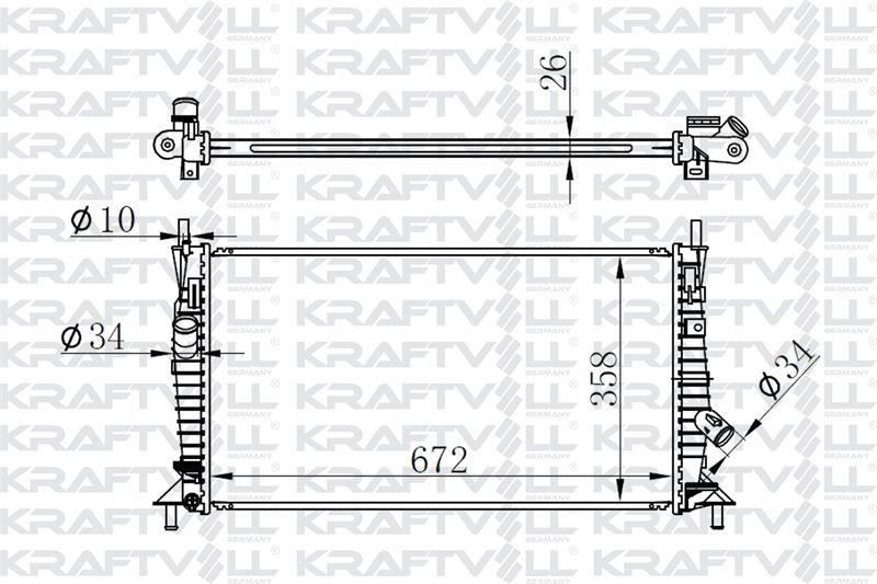 MOTOR RADYATORU (672×358×26) FOCUS 1,4TDCI 05-> MANUEL>BRAZING