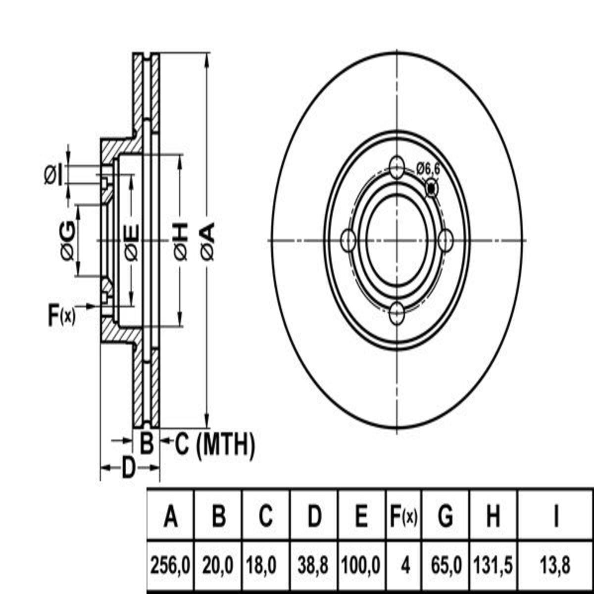 ON FREN DISKI-256X204×100 (VW CADDY 96-03  GOLF 89-98  POLO 95-02  POLO CLS 97-02)