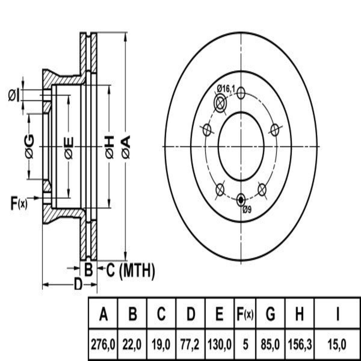 ON FREN DISKI-276X225×130 (VW LT 97-07  MERCEDES SPRINTER 95-06)